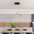 Modern black s-shape island pendant – kitchen warm white light