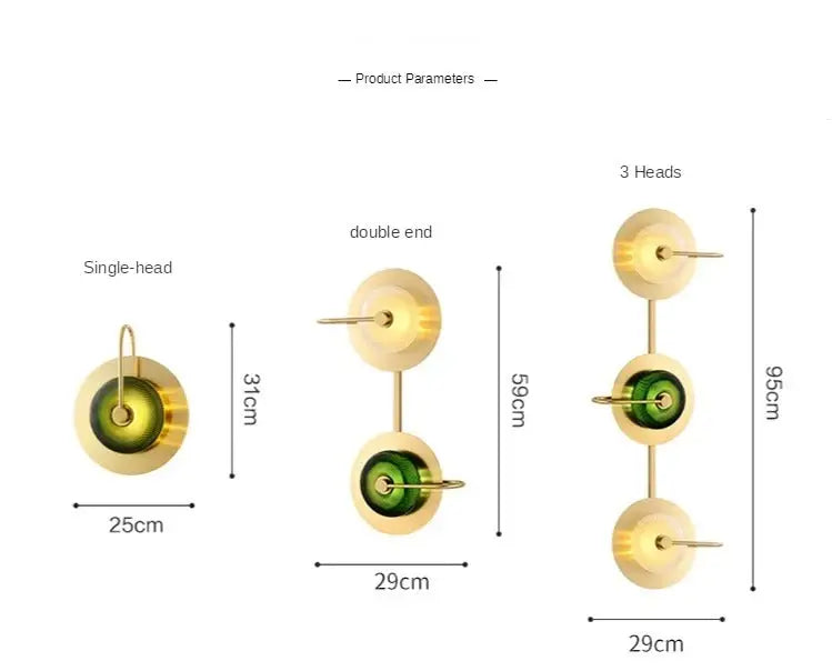 Scandinavian green & black premium brass wall sconces bedroom light