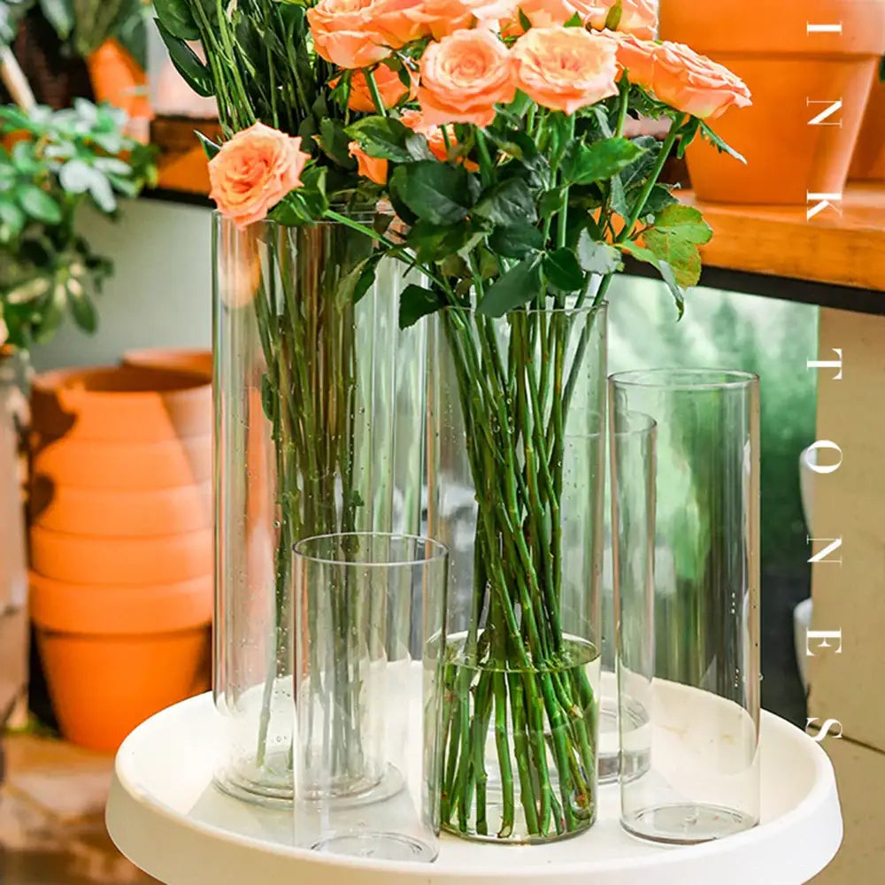 Modern shatterproof clear acrylic cylinder vase dining room decor