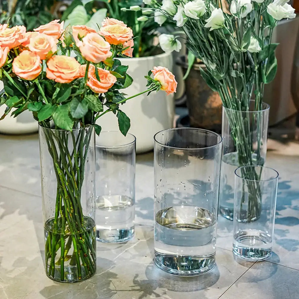 Modern shatterproof clear acrylic cylinder vase dining room decor