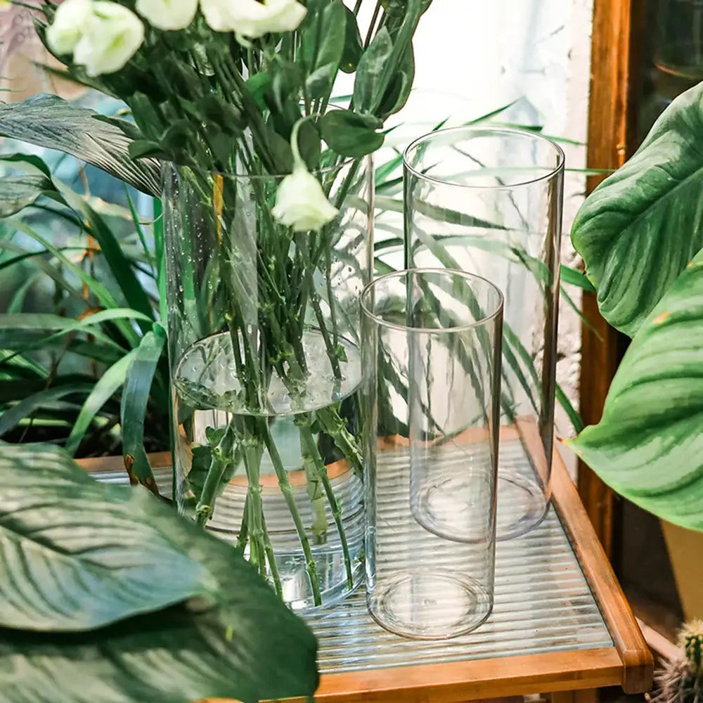 Modern shatterproof clear acrylic cylinder vase dining room decor