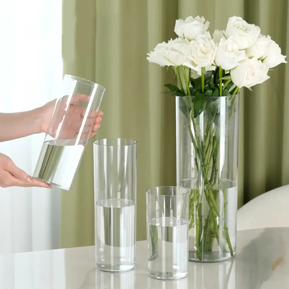 Modern shatterproof clear acrylic cylinder vase dining room decor