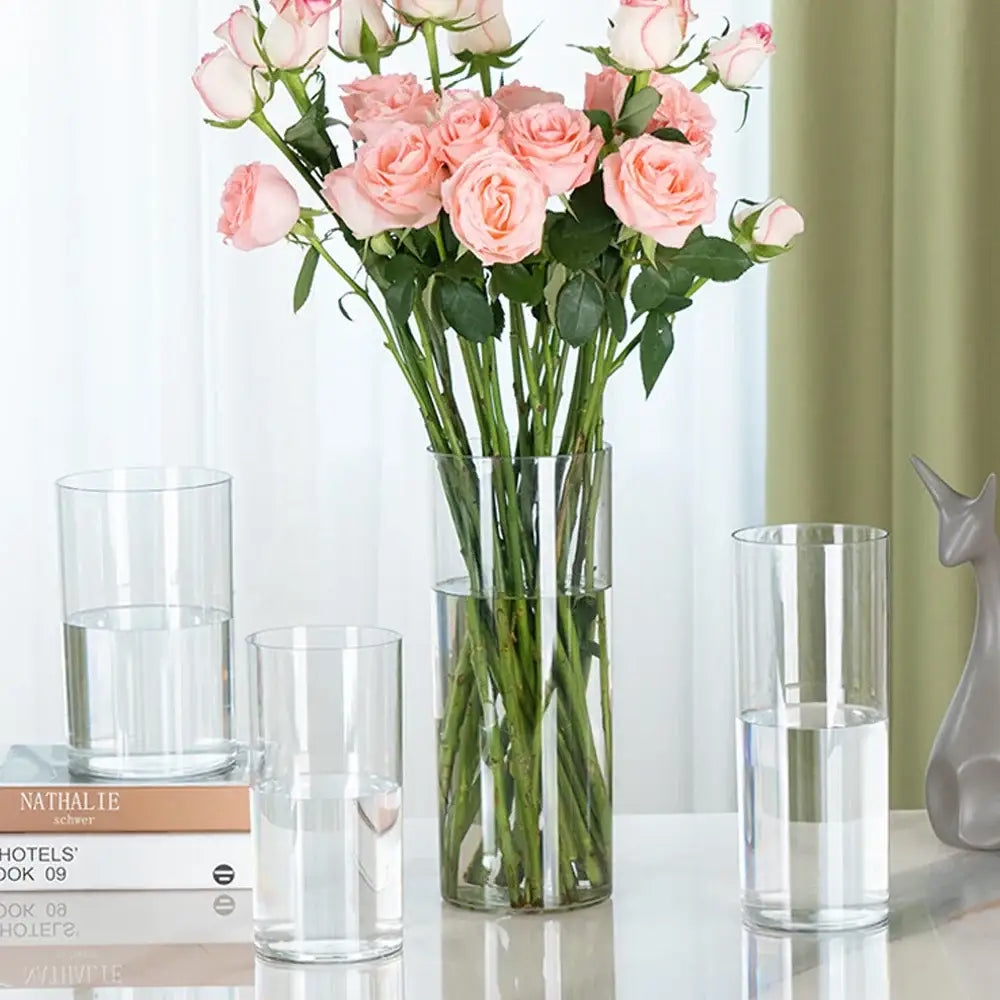 Modern shatterproof clear acrylic cylinder vase dining room decor