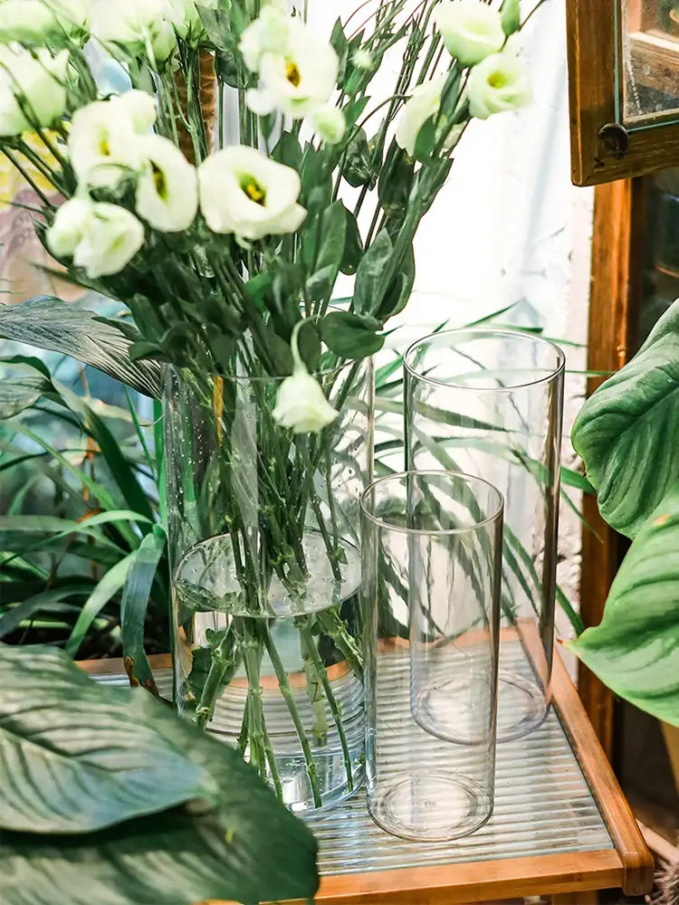Modern shatterproof clear acrylic cylinder vase dining room decor
