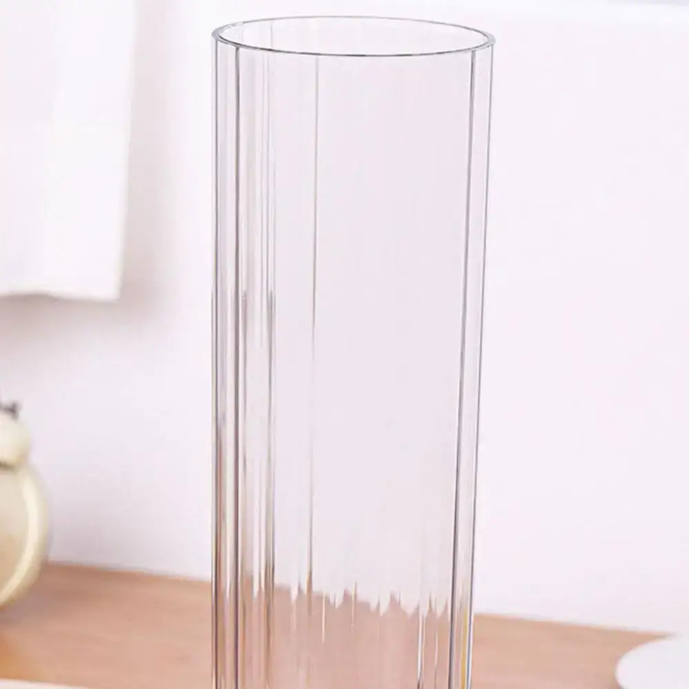 Ribbed shatterproof clear acrylic flower vase for dining room