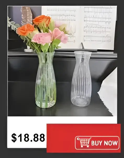 Ribbed shatterproof clear acrylic flower vase for dining room