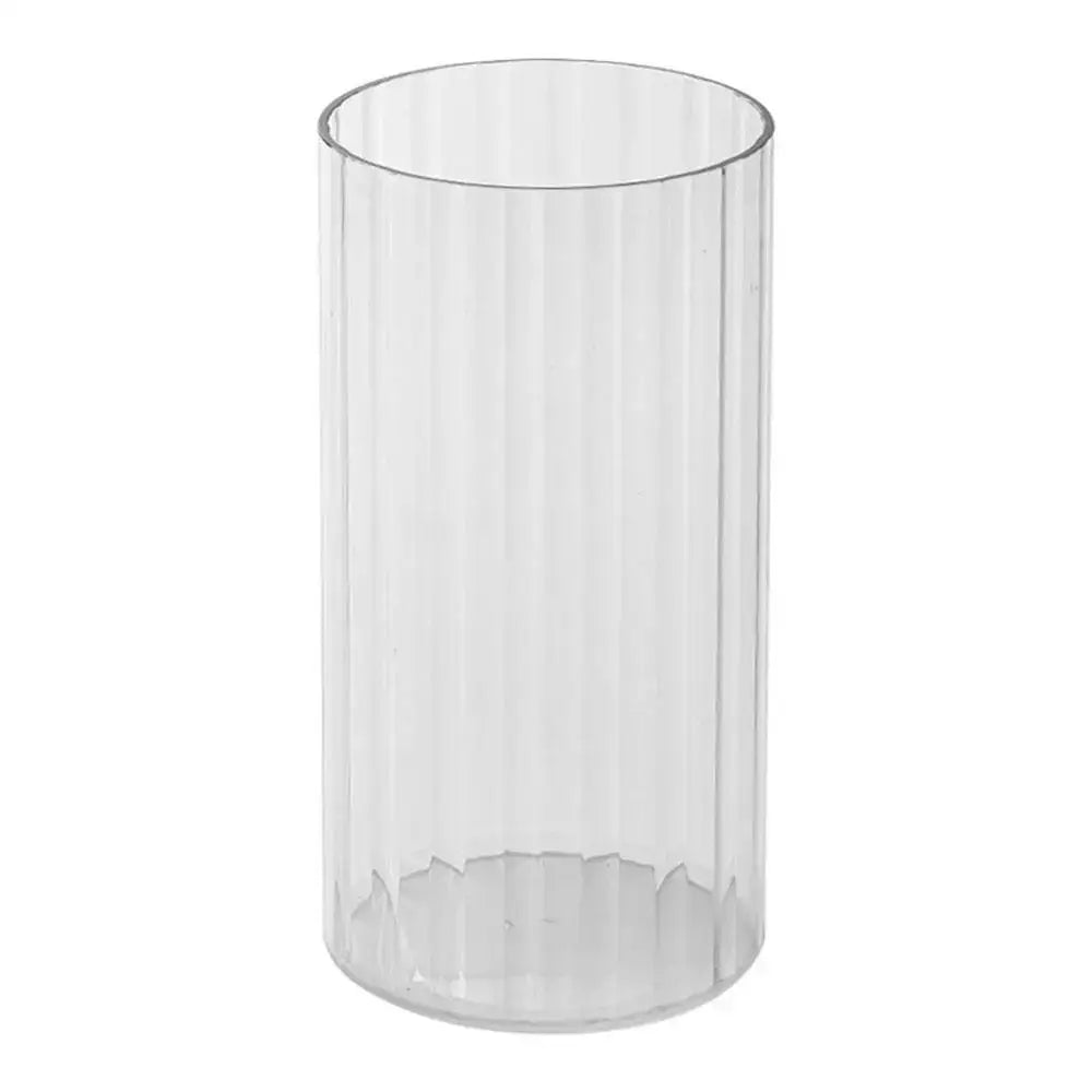 Ribbed shatterproof clear acrylic flower vase for dining room