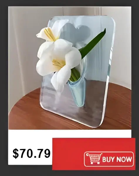Ribbed shatterproof clear acrylic flower vase for dining room