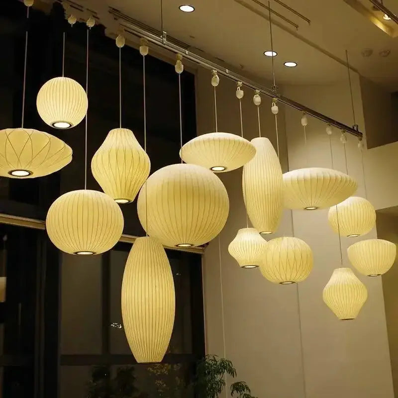 Modern ribbed white led pendant lamp – dining room geometric light