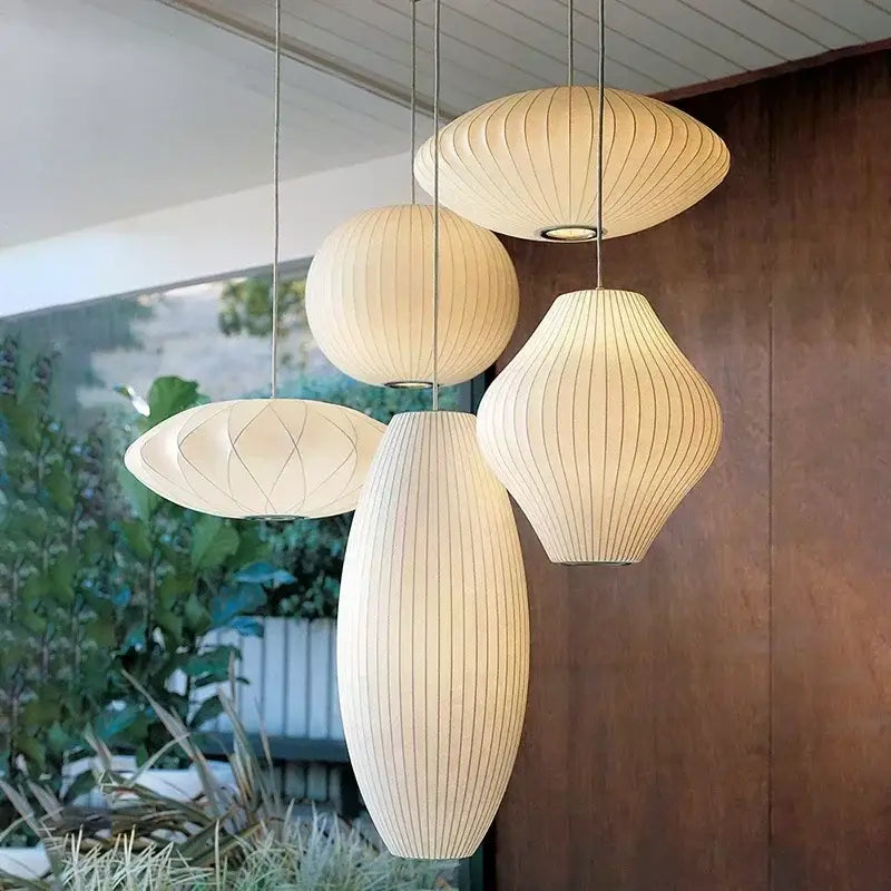 Modern ribbed white led pendant lamp – dining room geometric light