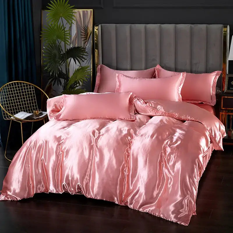 Royal blue silk satin bedding set – luxury bedroom duvet cover