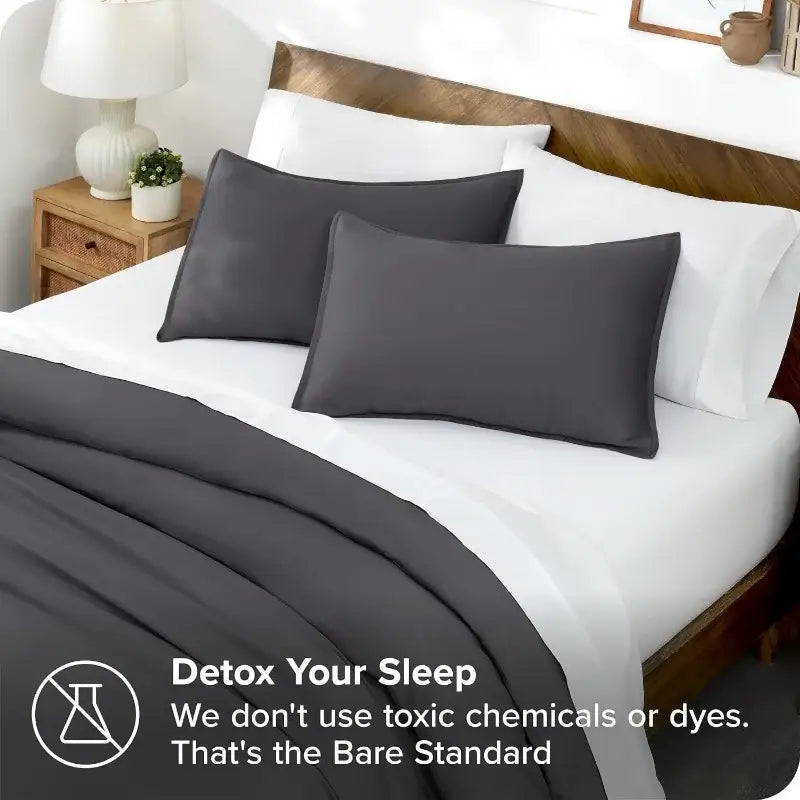Blue satin silky cooling duvet cover set bedroom bedding