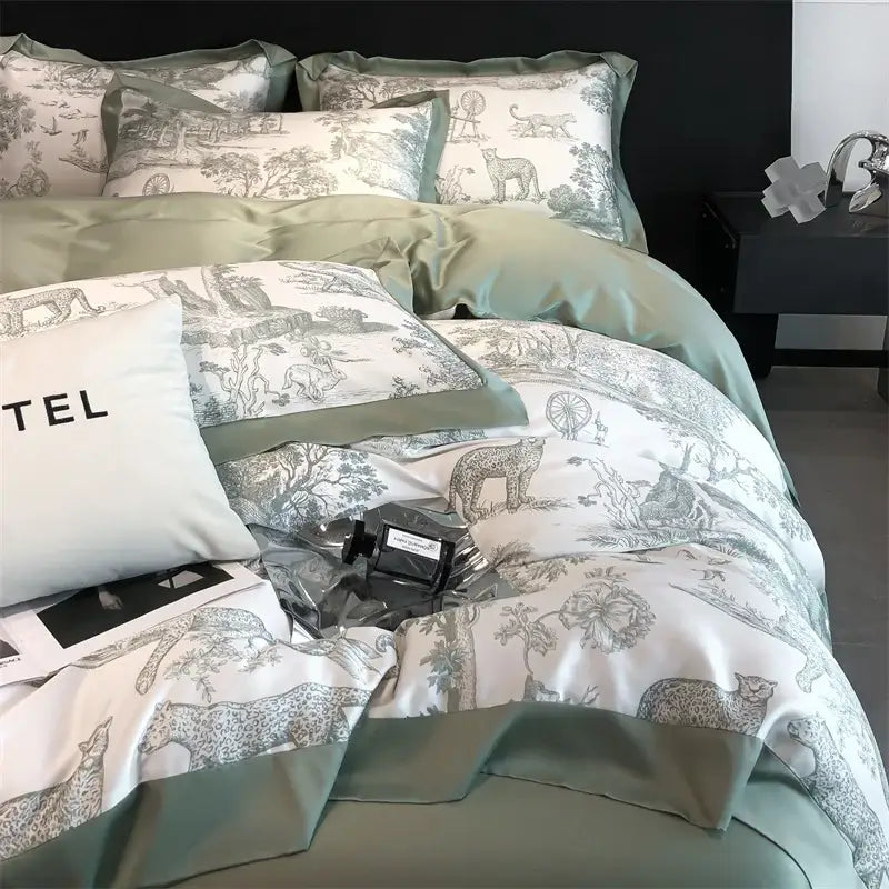 Toile blue & white eucalyptus fiber duvet cover bedroom set