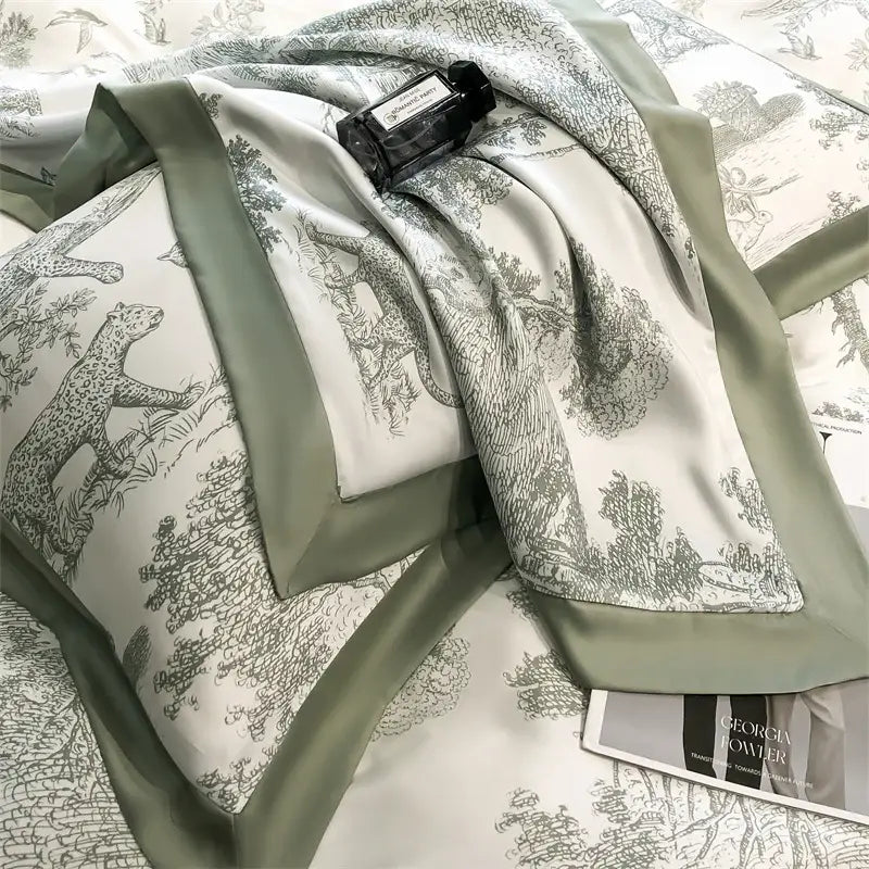 Toile blue & white eucalyptus fiber duvet cover bedroom set