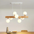 Simplicity opal glass 7 head wood island chandelier dining room