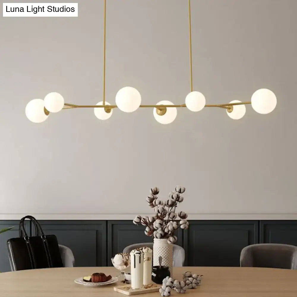 Modern gold opal glass molecular island light for dining rooms