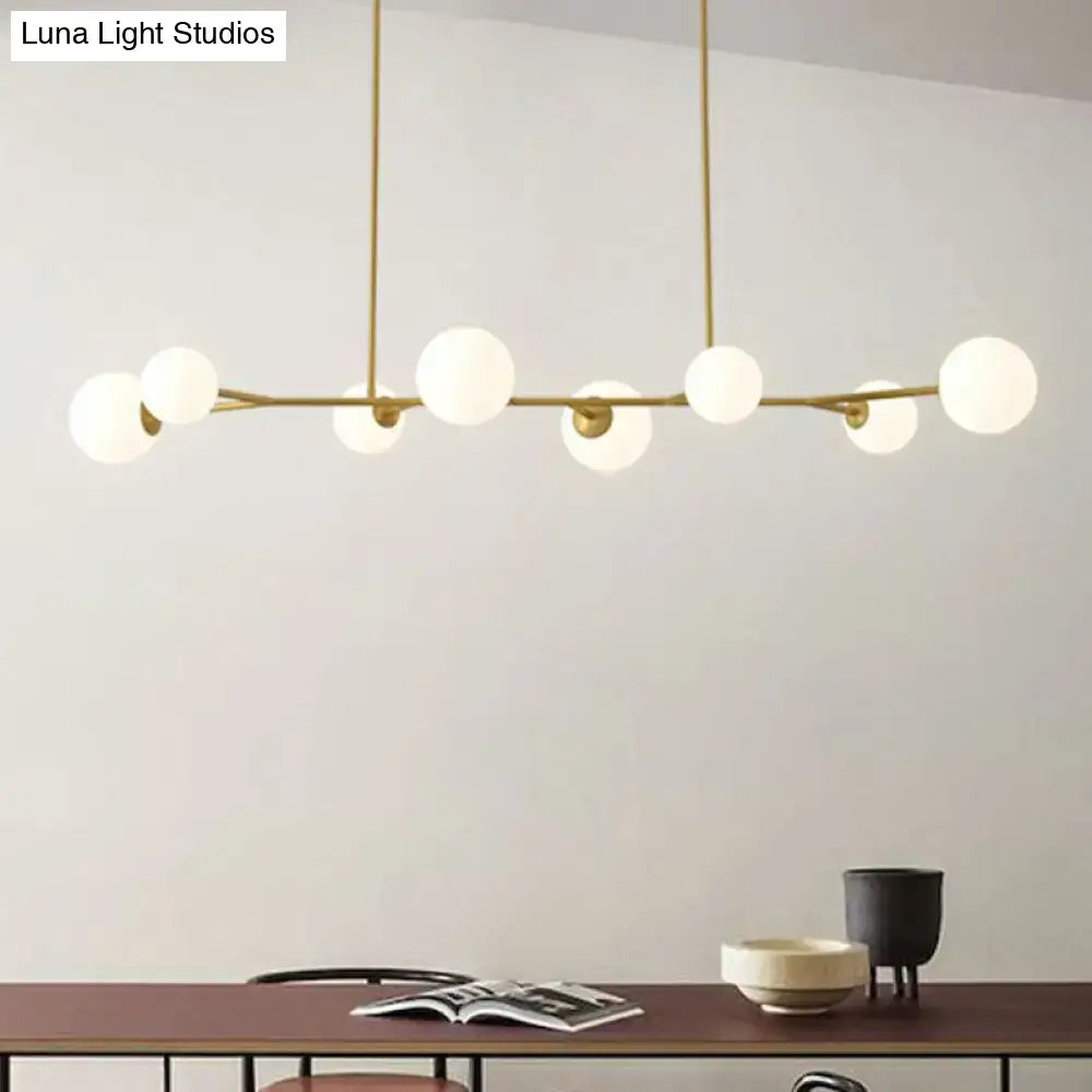 Modern gold opal glass molecular island light for dining rooms