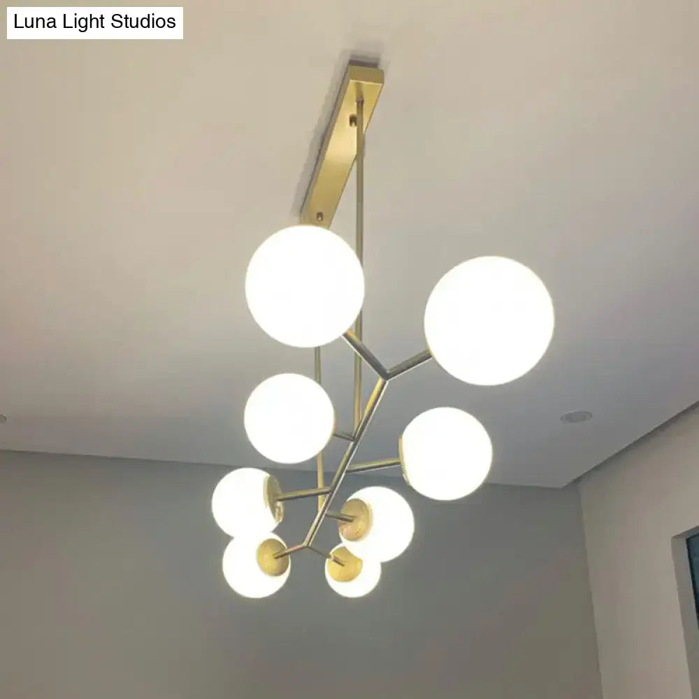 Modern gold opal glass molecular island light for dining rooms