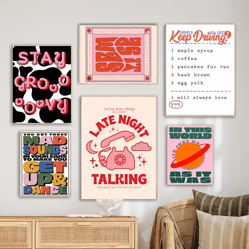 Vintage pink telephone harris styles lyrics art poster bedroom decor