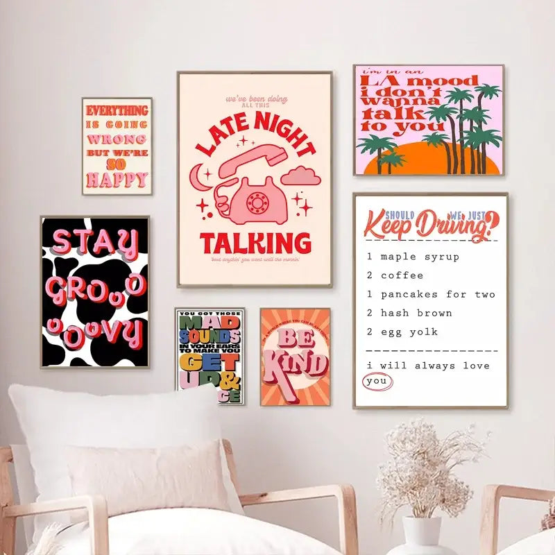 Vintage pink telephone harris styles lyrics art poster bedroom decor