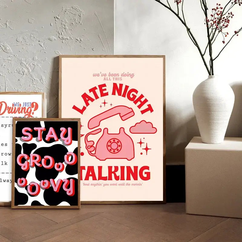Vintage pink telephone harris styles lyrics art poster bedroom decor