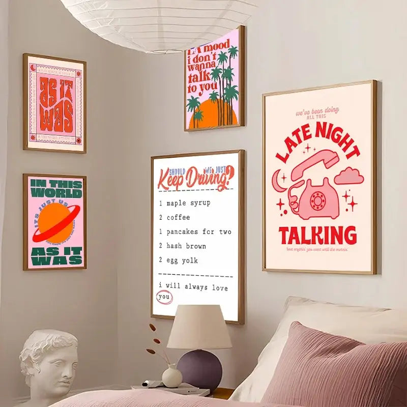 Vintage pink telephone harris styles lyrics art poster bedroom decor