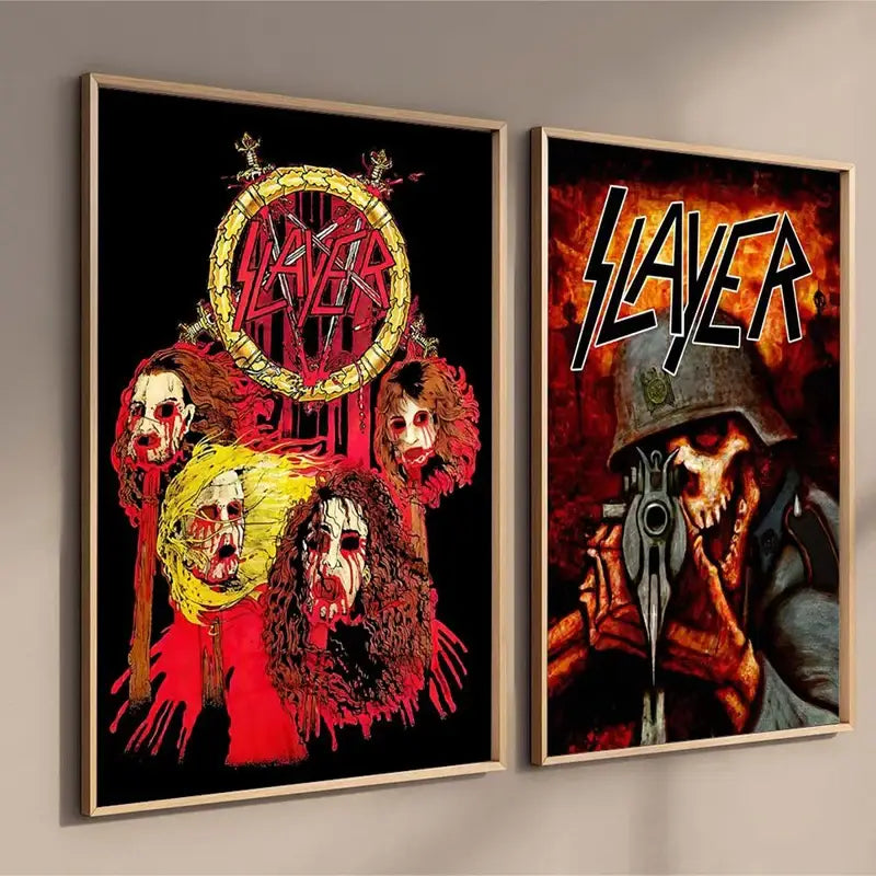 Slayer heavy metal black & red canvas posters bedroom wall art