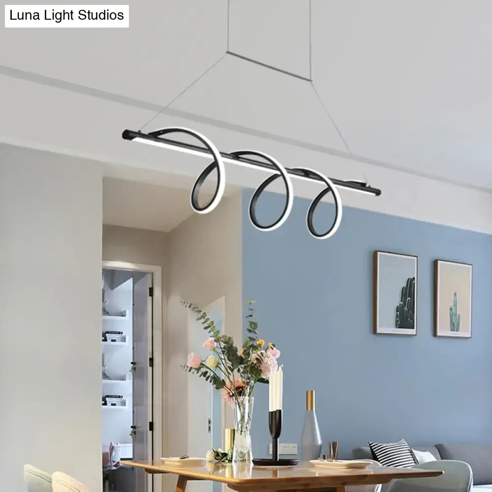 Modern black & white spiral led light dining room pendant