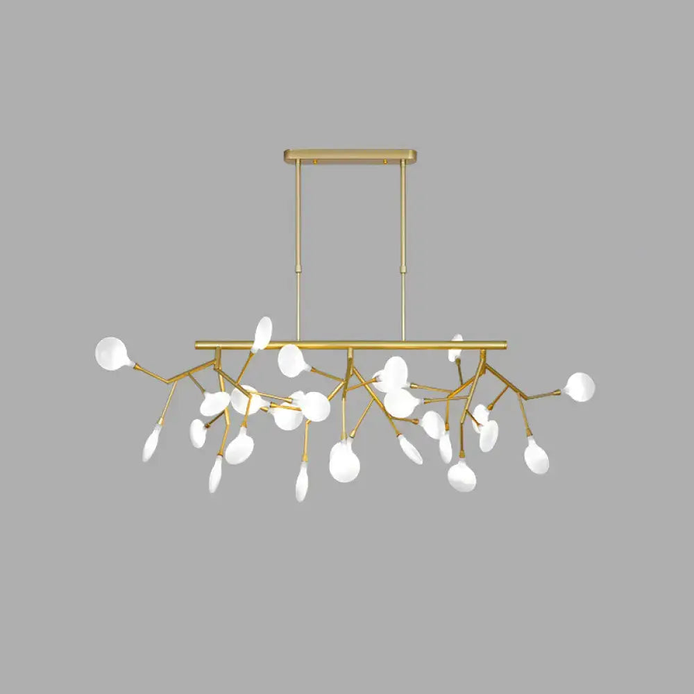 Gold branching opal glass pendant light dining room chandelier