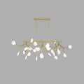 Gold branching opal glass pendant light dining room chandelier