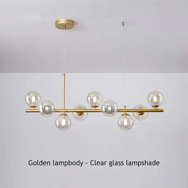 Sleek black metal glass ball chandelier for dining room