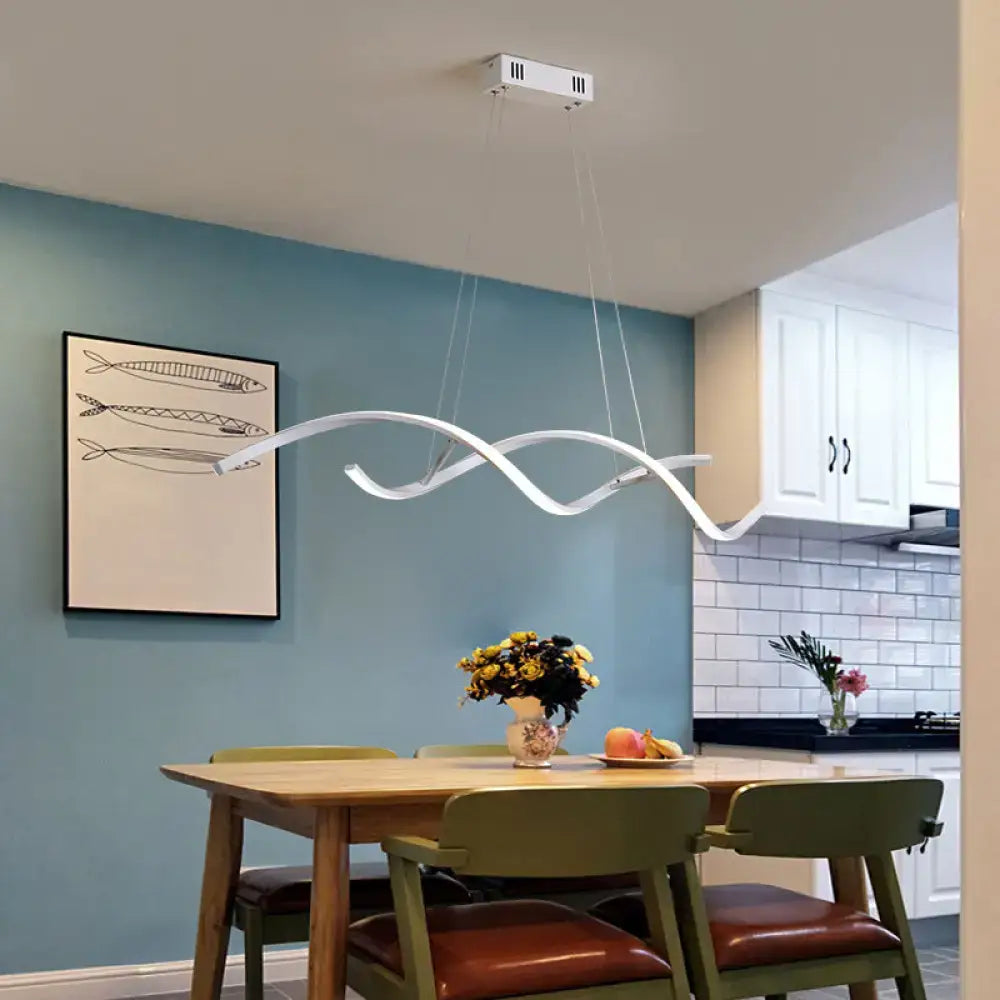 Modern black & white led wave pendant – dining room aluminium simplicity