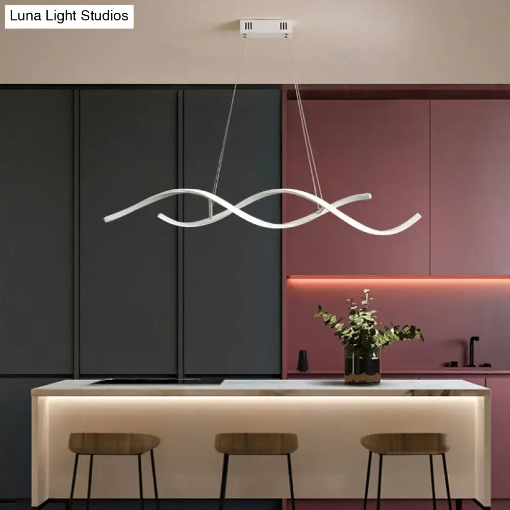 Modern black & white led wave pendant – dining room aluminium simplicity