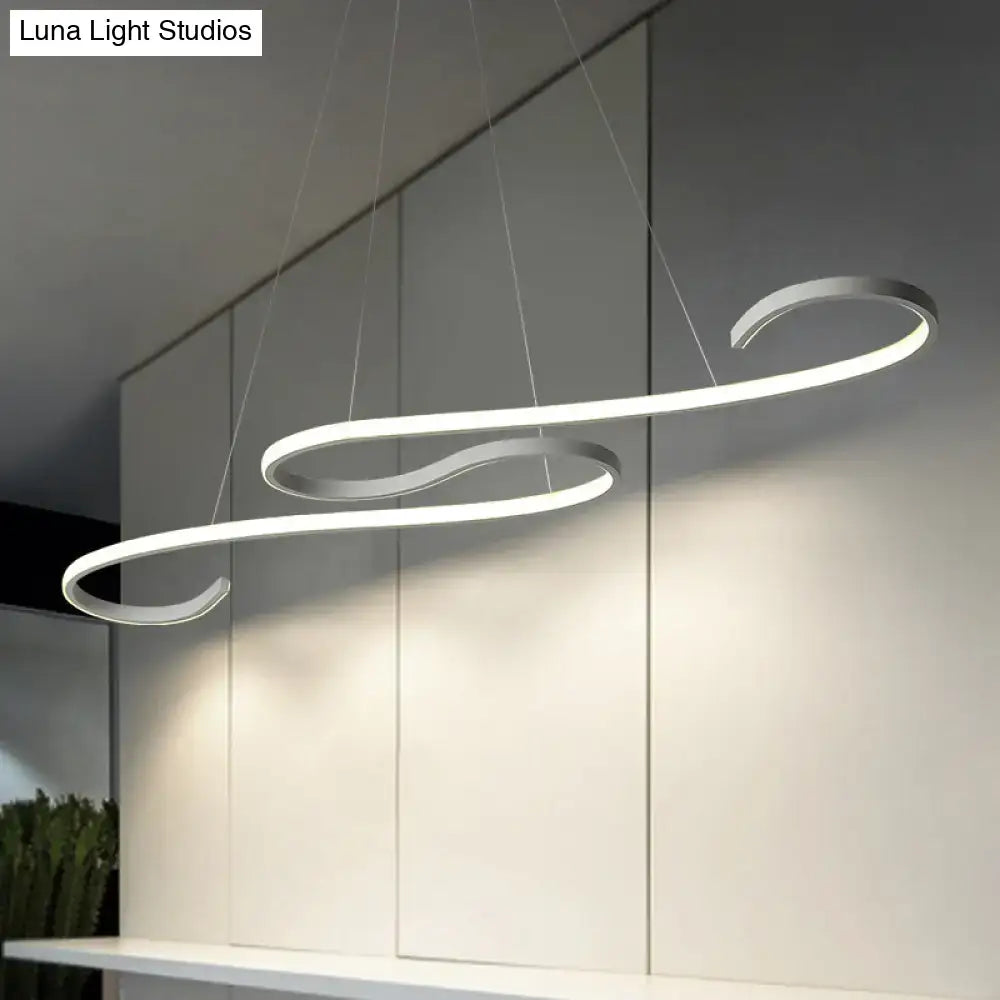 Modern silver led twin ring pendant light dining room 110v-120v