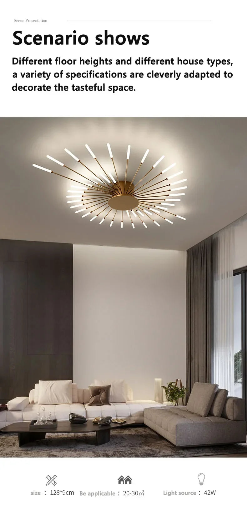 Modern gold nordic led ceiling light for living room
