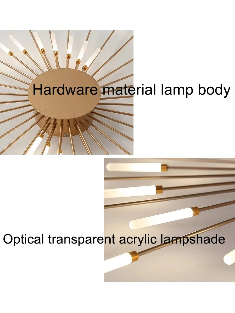 Modern gold nordic led ceiling light for living room