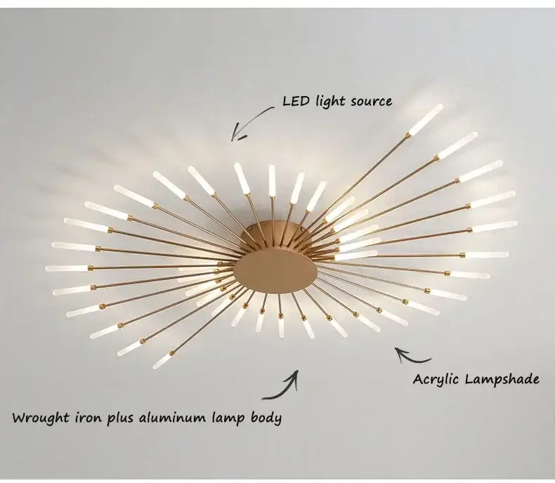 Modern gold nordic led ceiling light for living room