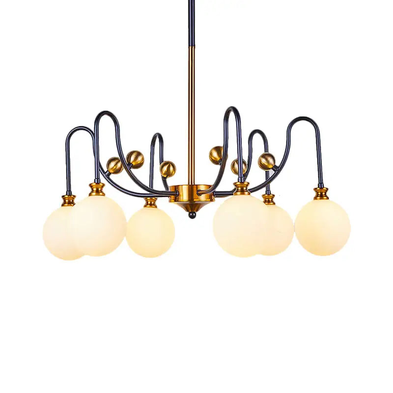 Modernist black & gold opal glass pendant chandelier – living room