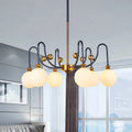 Modernist black & gold opal glass pendant chandelier – living room