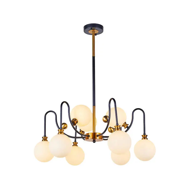 Modernist black & gold opal glass pendant chandelier – living room