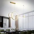 DecorBites™ Sleek Ring and Linear LED Hanging Lamp: Minimalistic Metal Chandelier for Dining Rooms and Islands