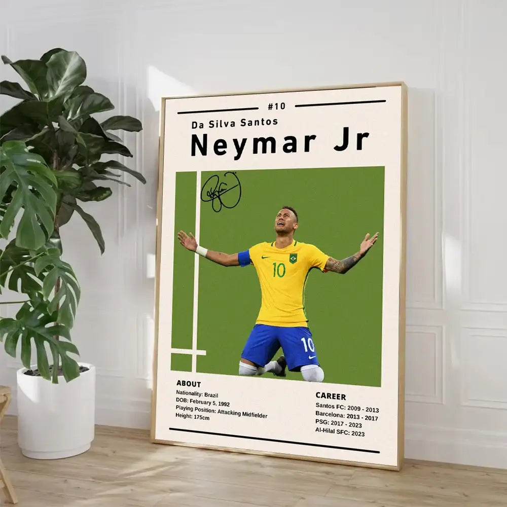 Modern soccer star ronaldo wall art bedroom framed posters white & blue