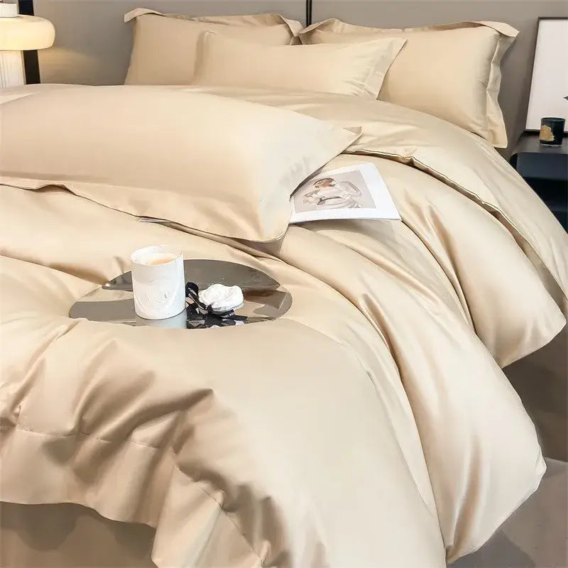 Silver gray satin 1000tc duvet cover set bedroom bedding