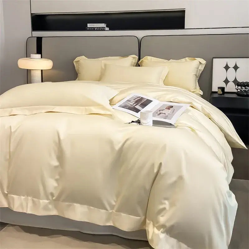 Silver gray satin 1000tc duvet cover set bedroom bedding
