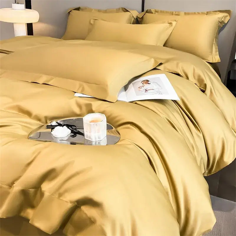 Silver gray satin 1000tc duvet cover set bedroom bedding