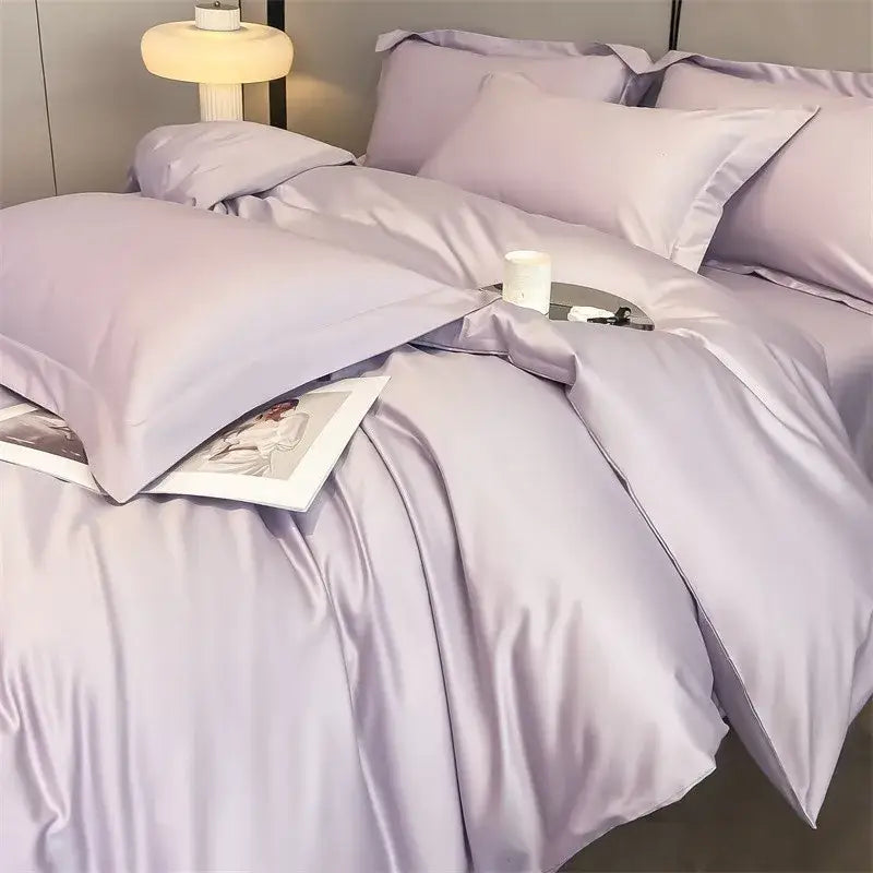 Silver gray satin 1000tc duvet cover set bedroom bedding