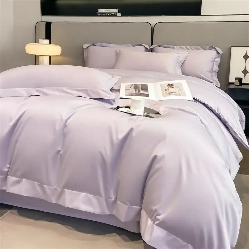 Silver gray satin 1000tc duvet cover set bedroom bedding