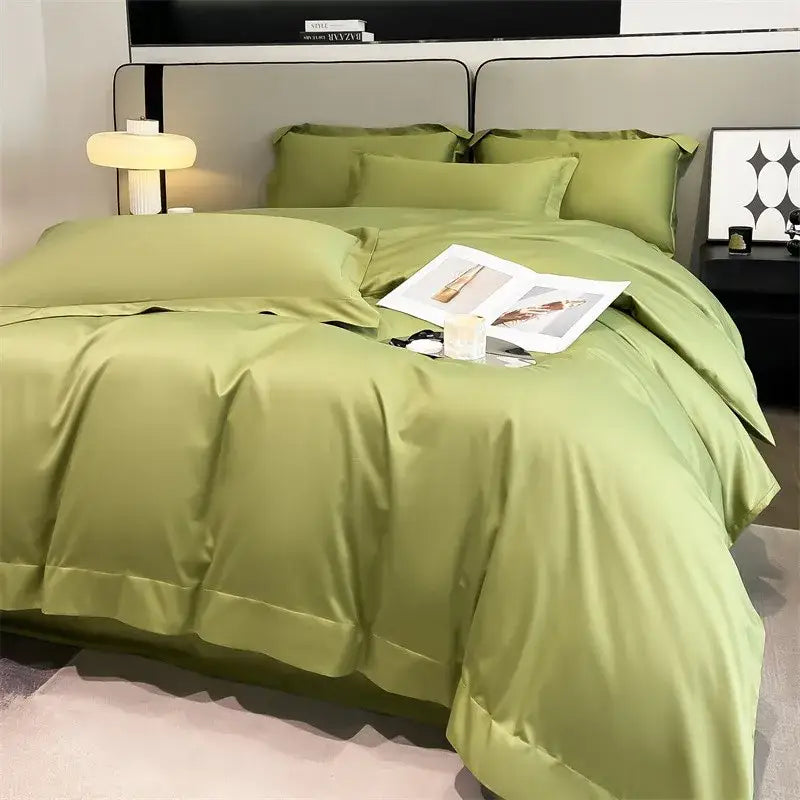 Silver gray satin 1000tc duvet cover set bedroom bedding