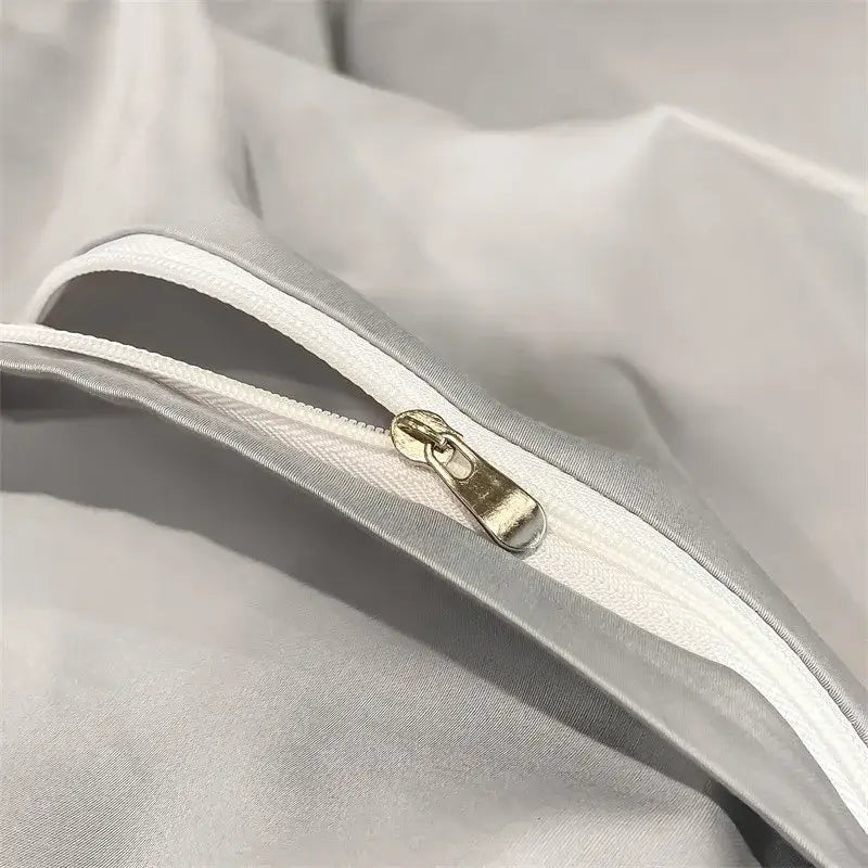 Silver gray satin 1000tc duvet cover set bedroom bedding