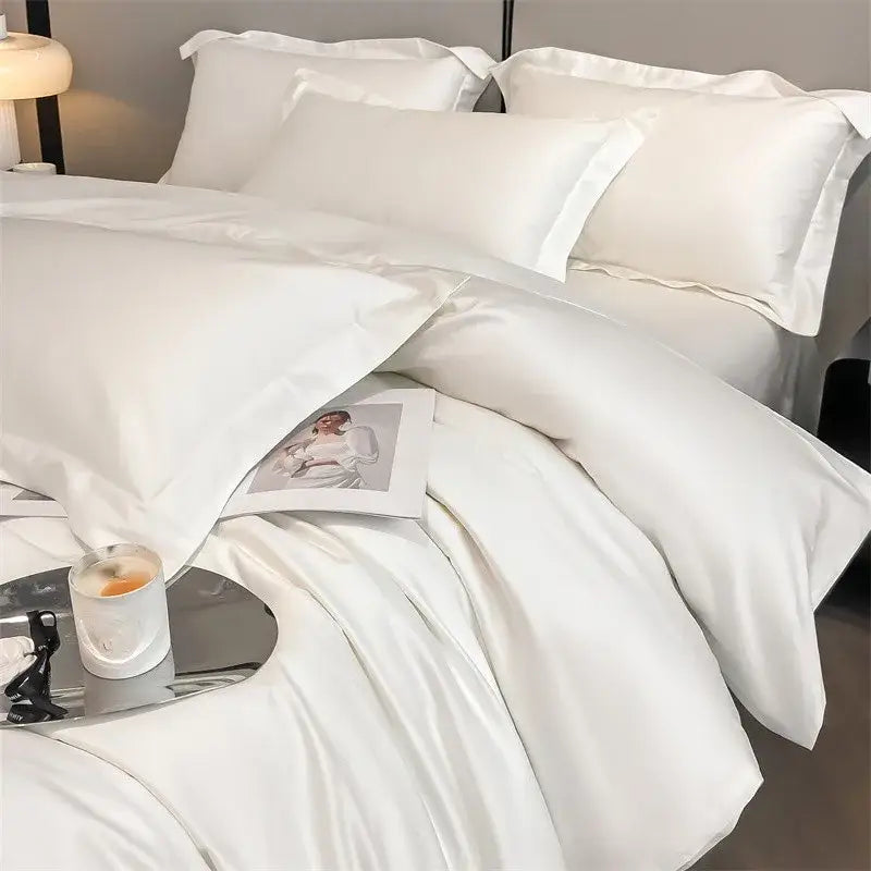 Silver gray satin 1000tc duvet cover set bedroom bedding